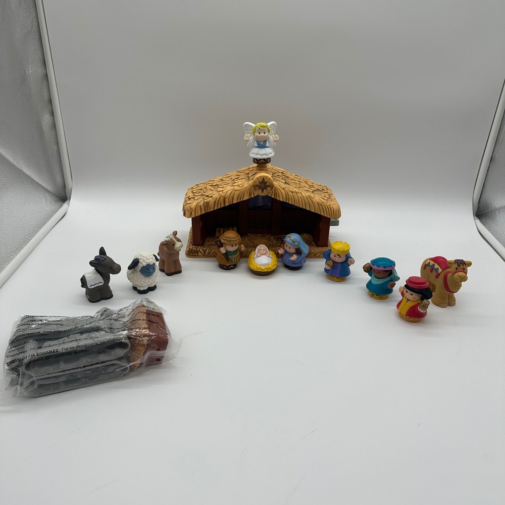 VTG 2002 Fisher Price Little People Nativity Set deluxe plays music 18 pieces